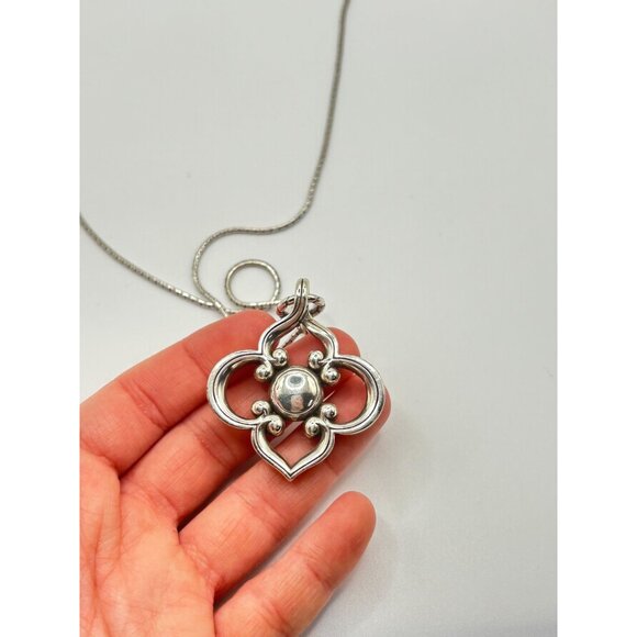 Brighton Toledo Convertible Silver Long Chain Crystal Pendant Necklace - Picture 5 of 7